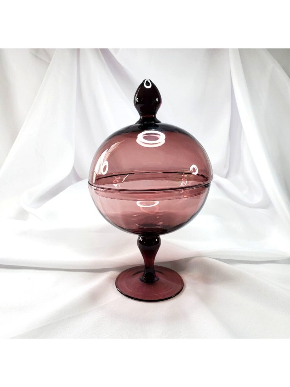 VTG Amethyst Wine Purple Glass Empoli Apothecary Compote Pedestal Candy Dish - Picture 6 of 13